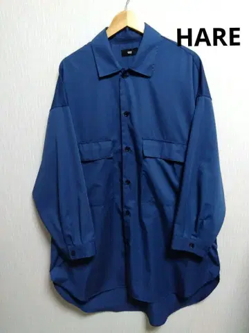 HARE 롱 셔츠 셔츠 코트 블루