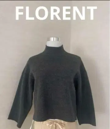 [ FLORENT ] 울 하이넥 백 지퍼 그레이 8부 소매