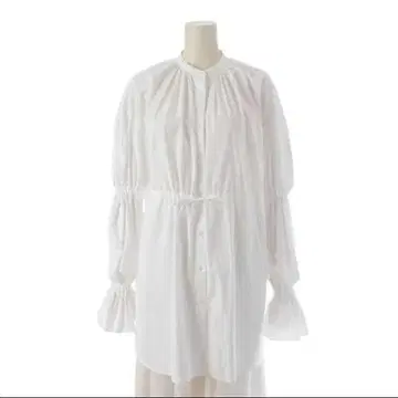 [ 새상품급 ] 엔폴드 개더 블라우스 롱 셔츠 화이트 일본제