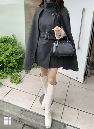 그레일 하이넥 케이프 코트 ze749