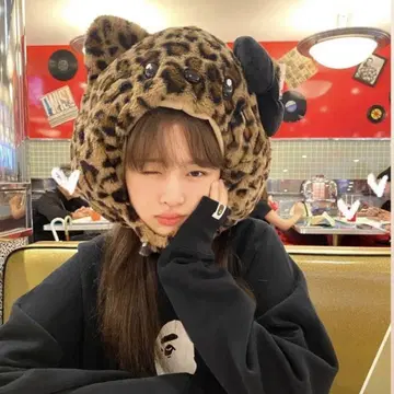 USJ 키티 레오파드 무늬 팬캡