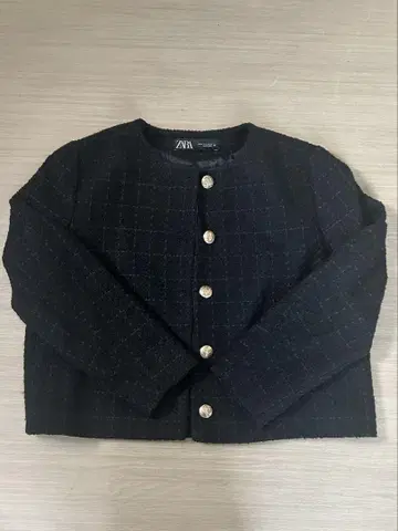 ZARA 트위드 자켓 블랙 XL