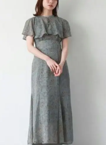 아카이브 케이프 칼라 꽃무늬 머메이드 원피스