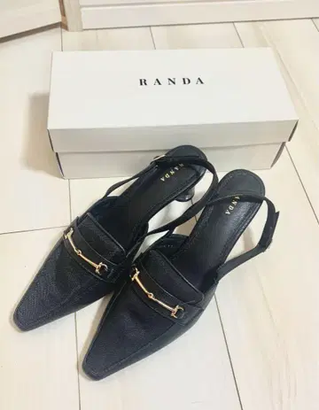 RANDA 블랙 슬링백 펌프스 투명 힐
