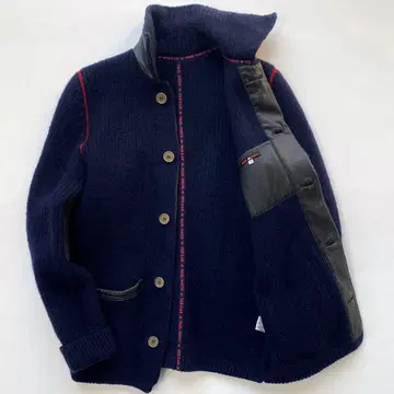 폴스미스 레드 이어 가죽 절개 니트 자켓