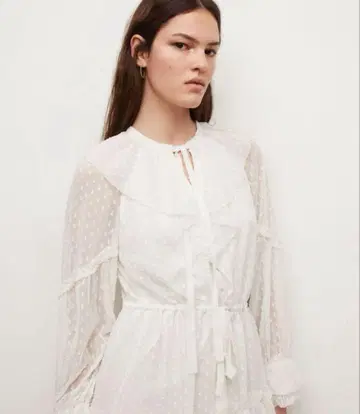 ALLSAINTS 도트 무늬 프릴 원피스 S 화이트