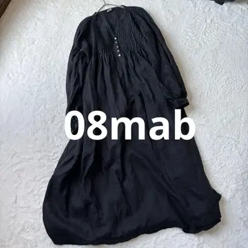 08mab 08맵 린넨 핀턱 블랙 긴팔 롱 원피스