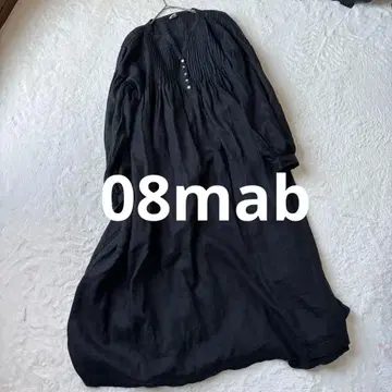 08mab 08맵 린넨 핀턱 블랙 긴팔 롱 원피스