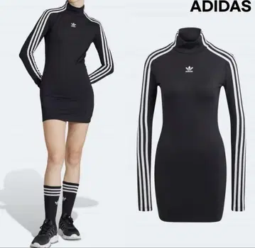 adidas 블랙 하이넥 미니 원피스