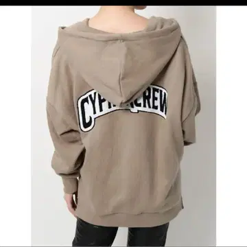 제이다 CYPHERCREW 슬릿 후드 맨투맨 베이지
