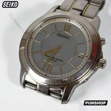 SEIKO 세이코 전파 솔라 손목시계 남성용 실버 x 골드 콤비