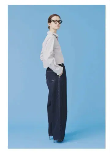 i'm in 츠지모토 마이 백 벨트 와이드 청바지 네이비 새상품