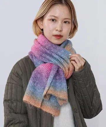 리브 짜임 그라데이션 스톨