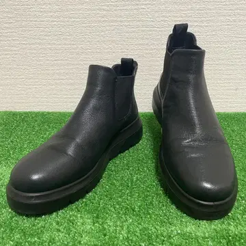 새상품급 ecco 가죽 사이드 고어 숏 부츠 통굽