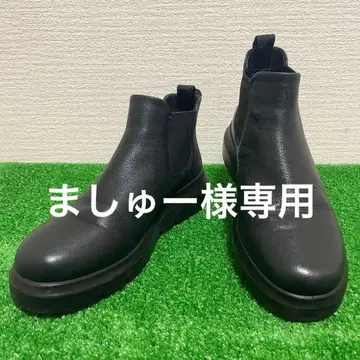 새상품급 ecco 가죽 사이드 고어 숏 부츠 통굽