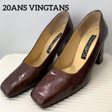 새상품급 24ANS 23.5cm 다크 브라운 크로커다일 패턴 하이힐