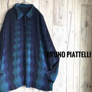 BRUNO PIATTELLI 올 패턴 플리츠 블라우스 셔츠 긴팔 레트로
