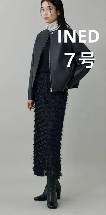 INED 플레어 스커트 블랙 레이스풍