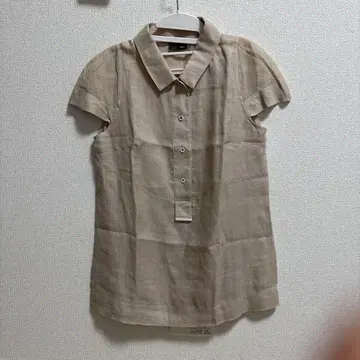 베이지 반팔 셔츠 린넨 혼방