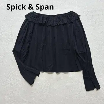 새상품급 24SS Spick & Span 프릴 컬러 보트넥 블라우스 블랙