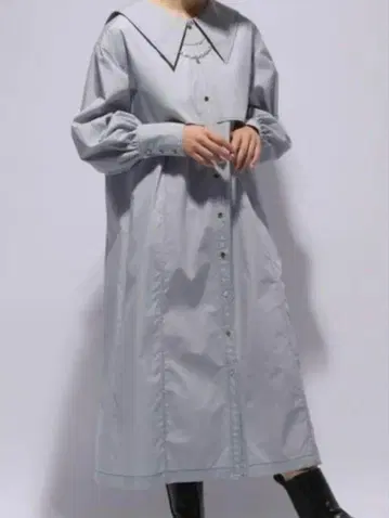HARE 빅 칼라 셔츠 원피스 그레이
