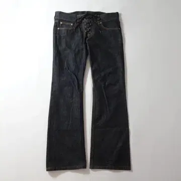 00s Archive 레이스업 블랙 플레어 데님