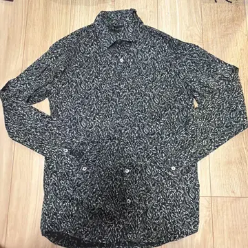 Lounge Lizard 꽃무늬 긴팔 셔츠 블랙 화이트