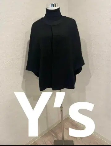 [ Y's ] 울 샤기 블랙 노카라 판초 자켓 프리
