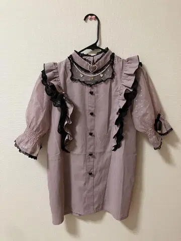 ROJITA 로지타 하트 버클 시어 도트 블라우스 핑크