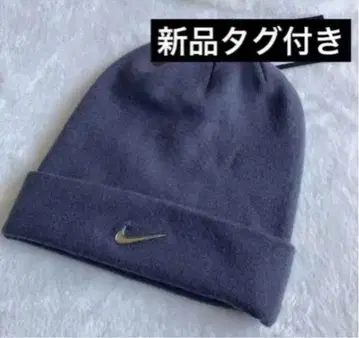 택 포함 새상품 Nike 메탈 로고 니트 모자 비니 테크 Y2K 그레이