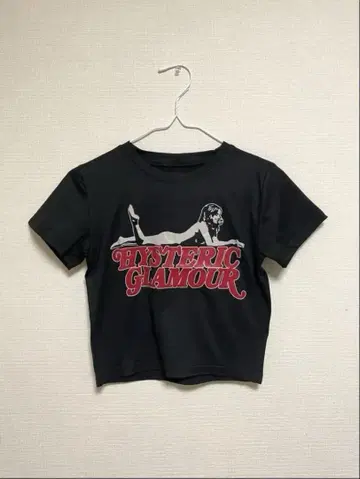 HYSTERICGLAMOUR 블랙 크롭 T셔츠 S 피치T y2k