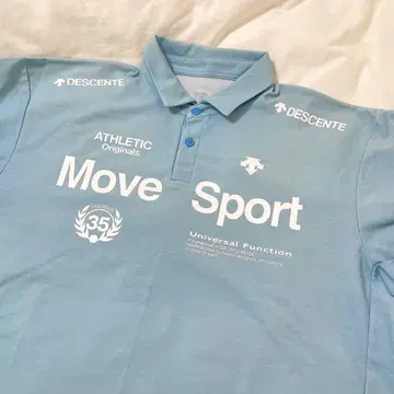 DESCENTE Move Sport 남성용 피케 셔츠 블루 골프웨어