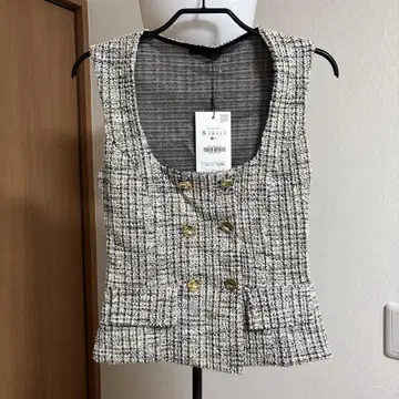 ZARA 더블 버튼 트위드 베스트 S 사이즈