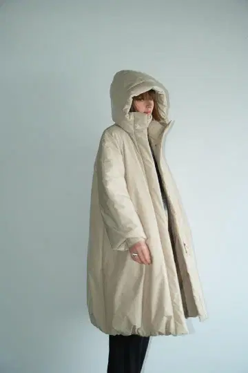 CLANE BALLOON HOODIE LONG COAT 아이보리
