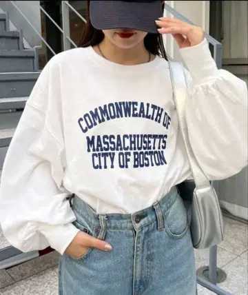 차오패닉 티피 USA 코튼 프린트 소매 볼륨 슬리브 로고 롱 T