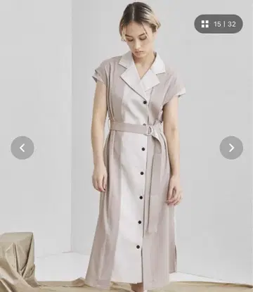 더블 레이어 셔츠 원피스 유나이티드 도쿄 베이지
