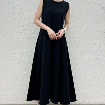 라운지 드레스 컷 플레어 원피스 블랙 S LOUNGEDRESS