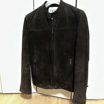 ZARA 천연 가죽 다크 브라운 자켓 EU S