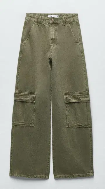 새상품 ZARA 하이 라이즈 카고 데님 팬츠