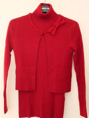 리브 니트 레드 앙상블 니트