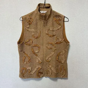 used 지퍼 베스트 테이프 자수 물결 스웨이드 구제 의류 vintage