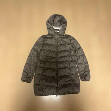 UNIQLO 다크 그레이 후드 부착 롱 다운 자켓