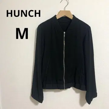 HUNCH 한치 블루종 자켓 심플 얇은 소재 블랙 M