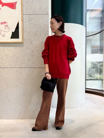 [ CABaN ] 25FW 신상 코튼 폴리에스테르 체크 자카드 니트 팬츠