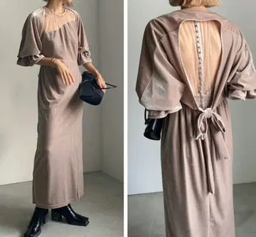 새상품 택 2WAY CURVE VELOURS DRESS ameri