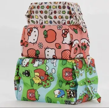 산리오 키티 BAGGU 파우치 세트 3D Zip Set 새상품