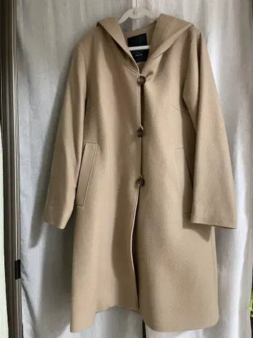 KEITH 후드 부착 베이지 체스터 코트