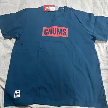 CHUMS 로고 프린트 T셔츠 네이비