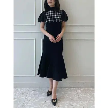 셰퍼드 체크 머메이드 니트 원피스