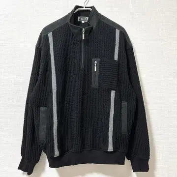 새상품급 90s 파제로 하프 지퍼 블루종 블랙 니트 긴팔